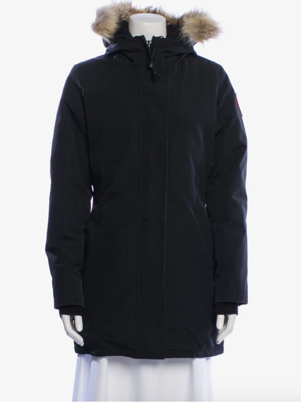 Canada Goose Black Hooded Parka with Fur Trim